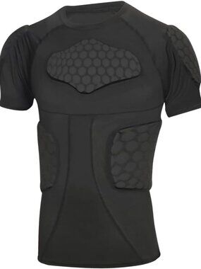 Padded Compression Short Sleeve Shirt for Football, Sports Protection Gear